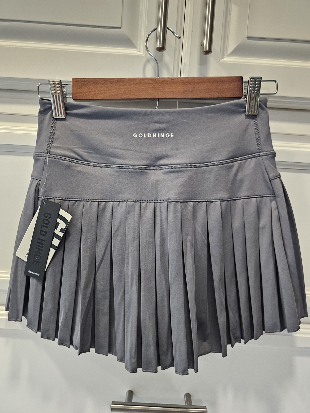 GoldHinge Women’s Pleated Skater Skirt in Mid-Gray